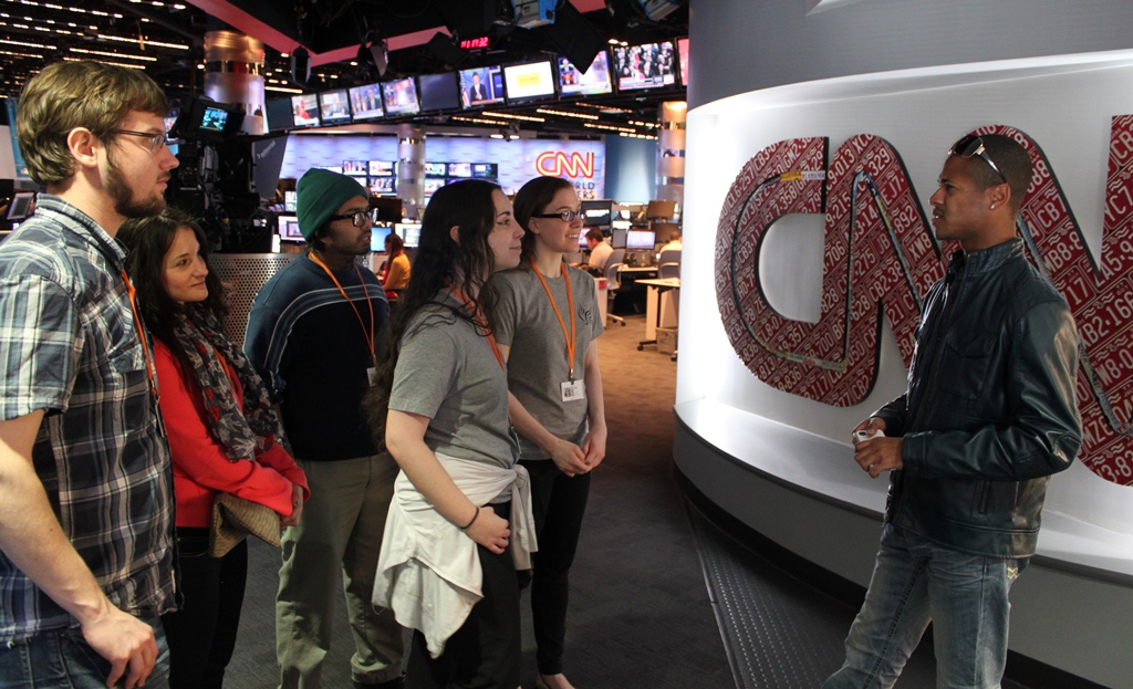 Chandler (far left) shown with other Pegasus members during their behind-the-scenes tour of CNN, courtesy of alumnus Joe Sutton '09.