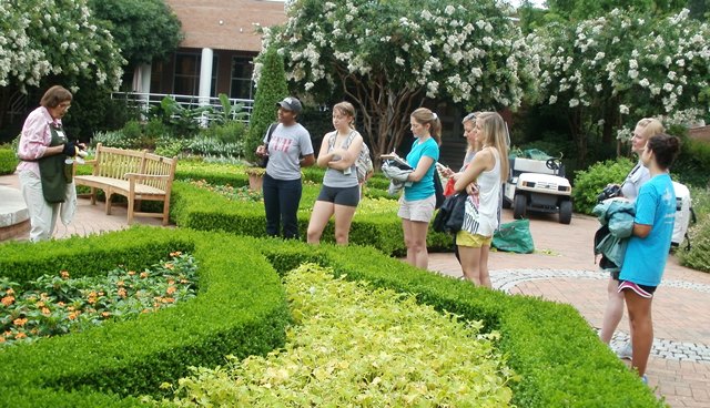 Students are guided by an Atlanta Botanical Garden volunteer.