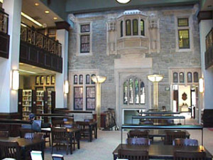 Two-story atrium of the Philip Weltner Library at Oglethorpe University.