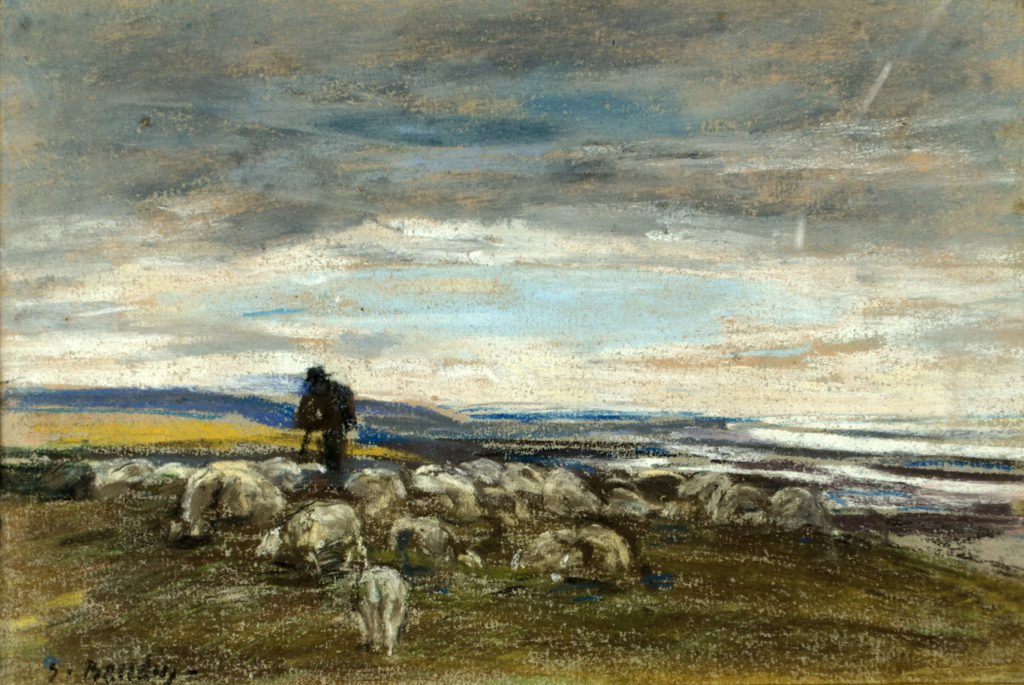 Eugène Boudin (1824-1898), Pâturage aux moutons, côte normande, ca. 1882-1886, pastel on paper, Gift of Drs. Yolanta and Isaac Melamed, Collection of Oglethorpe University Museum of Art, Photo by Travis S. Taylor