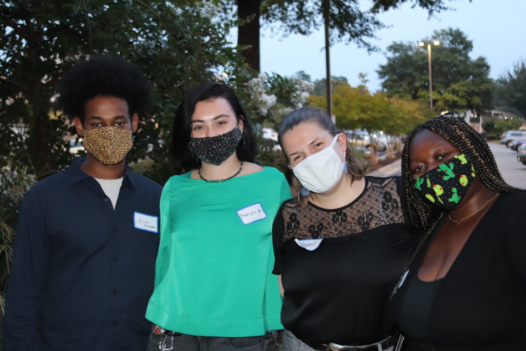 Amin Amedie '21, Makayla Adams '22, Margaret Light '20, and Kiana Perkins '21 at the Brookhaven Civic Dinners, hosted August 9, 2021