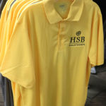 HSB logo polo shirts in the campus store