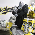 Stormy Petrels blankets, dolls, hats, and shirts at the campus store.