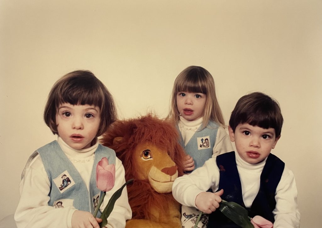 Childhood photo of the three Sharfman children.