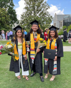 A picture of the three TheDream.US graduates at the 2022 Commencement ceremony.