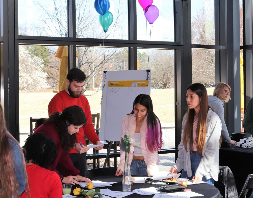 Students work together on activities during Oglethorpe HHMI grant that supports inclusivity in STEM.