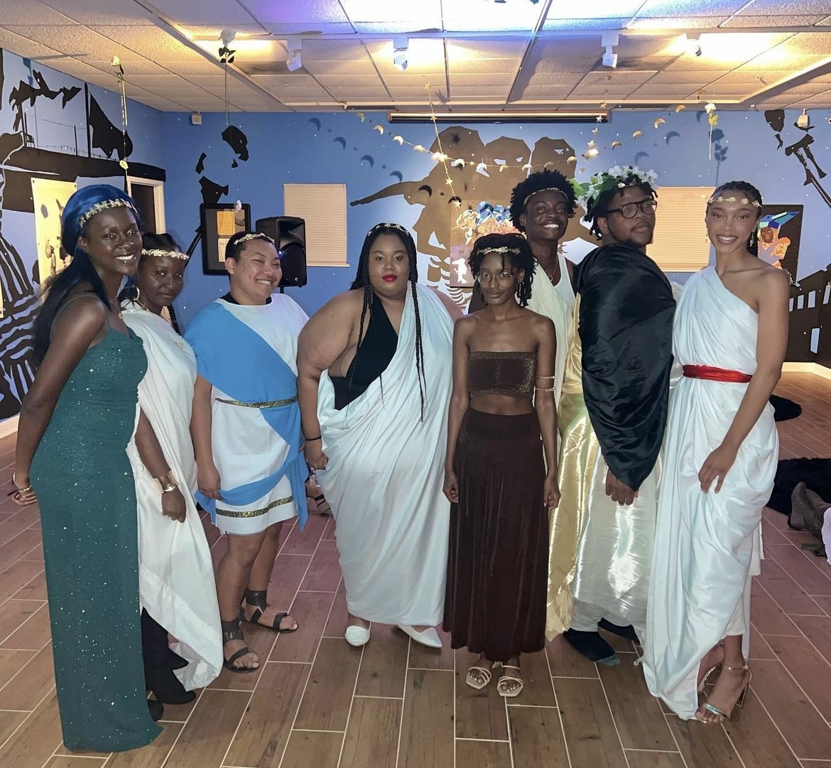 Student organization "Models of OU" dressed in Greek inspired costumes for OUMA Nights.