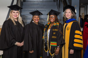 S. Tammy Pearson '86, Rose Scott, Randi Parks '24 and President Kathryn McClymond